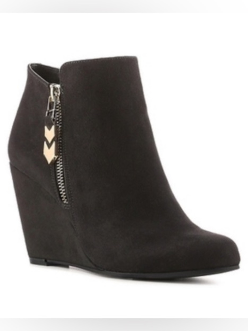 BCBG Paris Wyno Black Suede Wedge Booties - Size7 - NEW